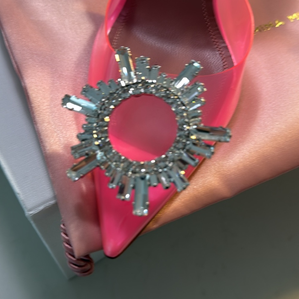NWB Amina Muaddi Begum glass slingback pumps - Picture 4 of 12